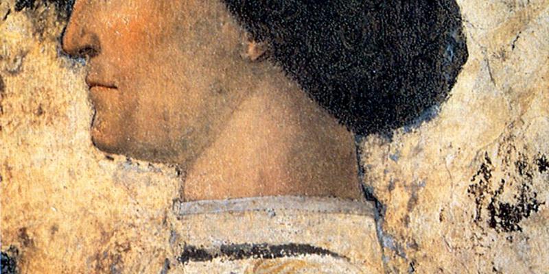 Sigismondo Pandolfo Malatesta nell'affresco di Piero della Francesca a Rimini