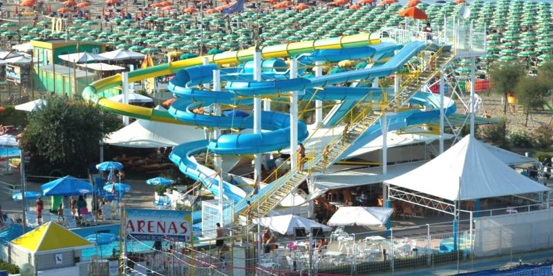 Water slides on the beach