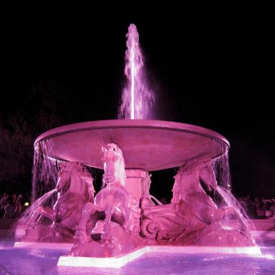 Fontana dei 4 cavalli parco Fellini in rosa