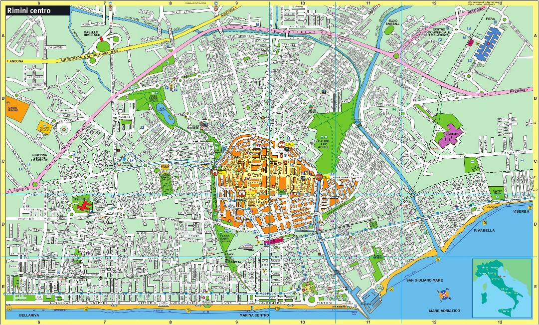 Mappa, cartina, stradario Rimini