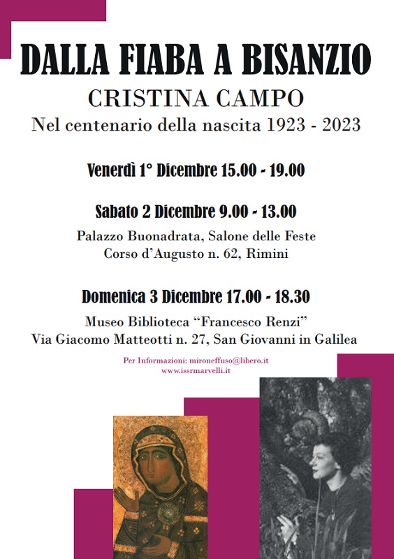 Cristina Campo dalla fiaba a Bisanzio nel centenario della nascita (1923 – 2023)